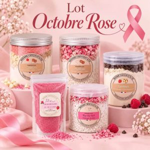 Lot de produits Octobre Rose framboise hibiscus Les idées gourmandes de Sandrine